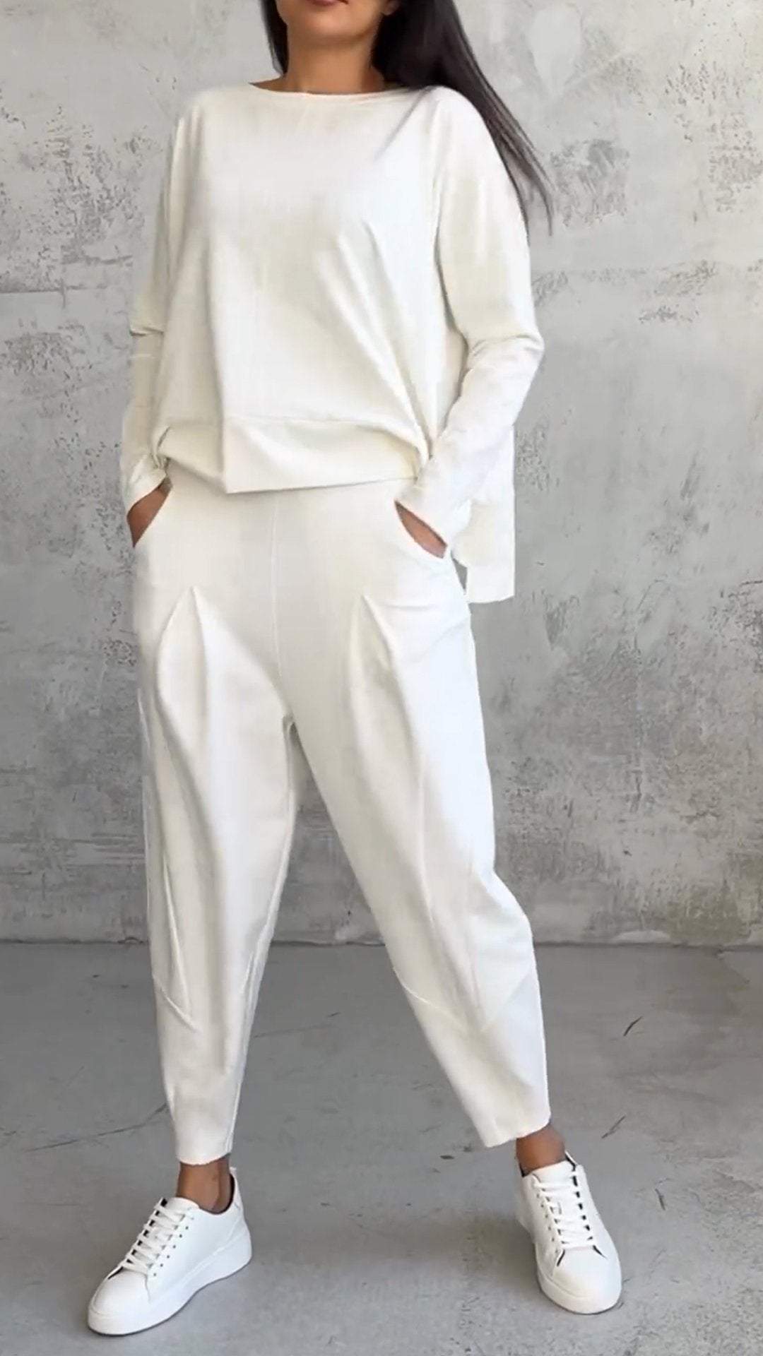Zara | Women's Two Piece Tracksuit Set Crew Neck Sweatshirt Jogger Pants