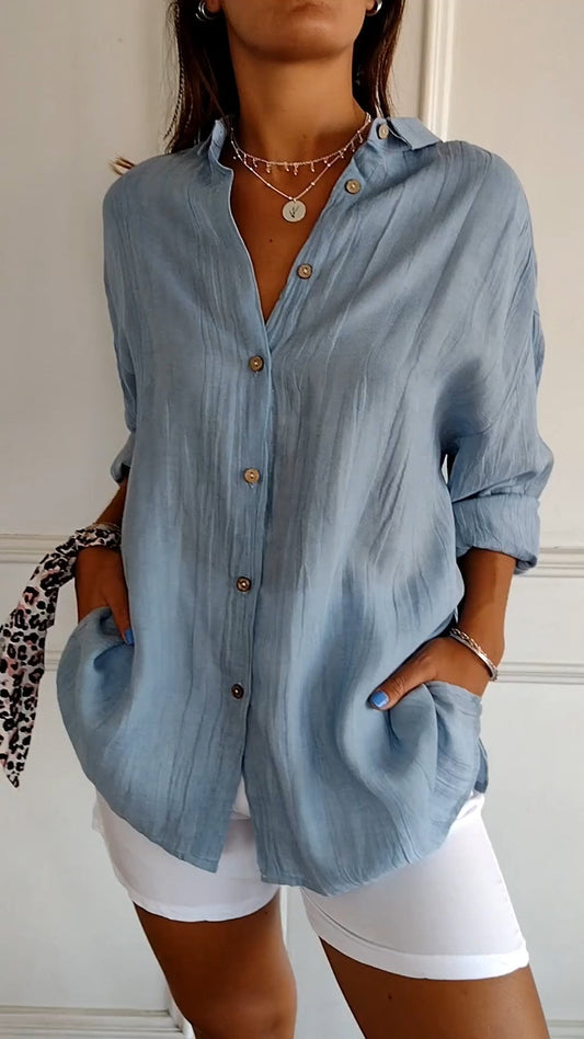 Reese | Women's Linen Button-Up Shirt Relaxed Fit Long Sleeve