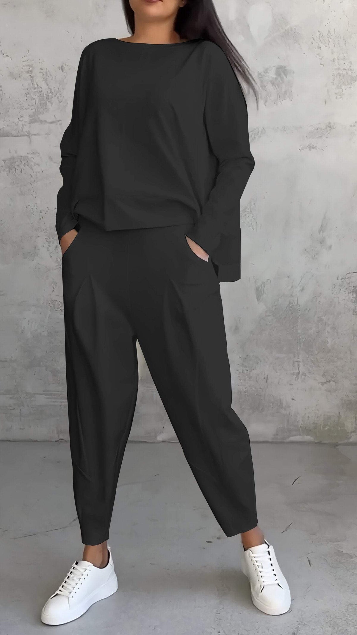 Zara | Women's Two Piece Tracksuit Set Crew Neck Sweatshirt Jogger Pants