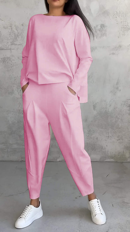 Zara | Women's Two Piece Tracksuit Set Crew Neck Sweatshirt Jogger Pants