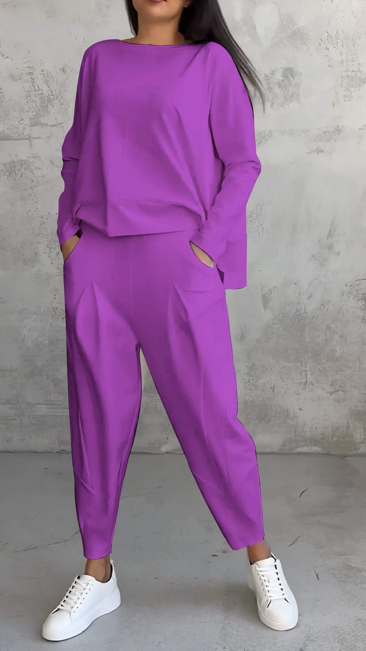 Zara | Women's Two Piece Tracksuit Set Crew Neck Sweatshirt Jogger Pants