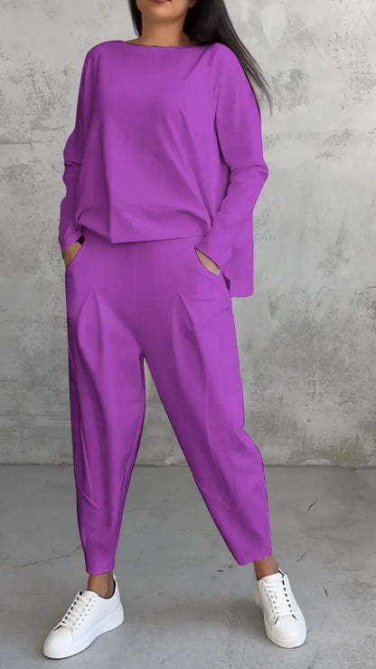 Zara | Women's Two Piece Tracksuit Set Crew Neck Sweatshirt Jogger Pants