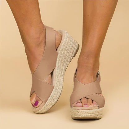 Women's Orthopedic Wedge Espadrille Cross-Strap Sandals