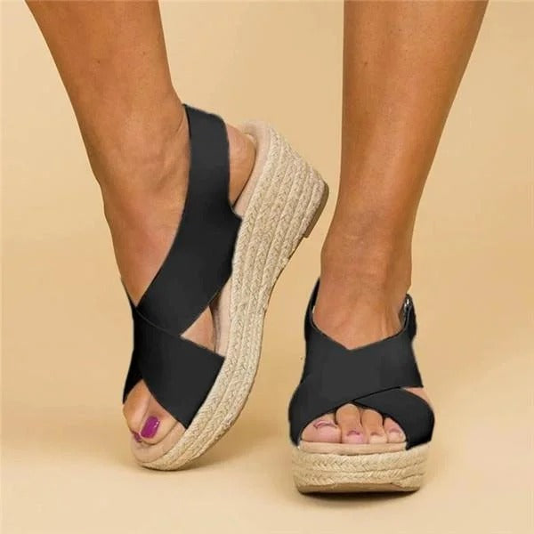 Women's Orthopedic Wedge Espadrille Cross-Strap Sandals