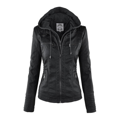 Eileen | Women's Hooded Slim Fit Biker Jacket