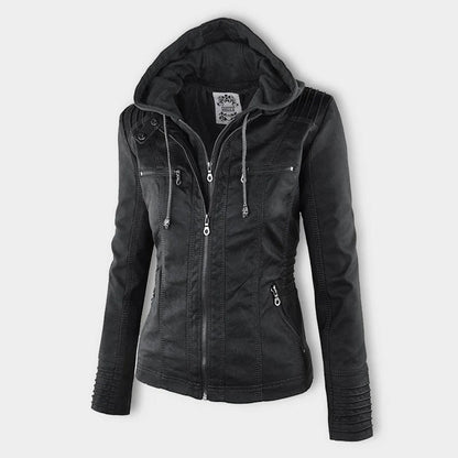 Eileen | Women's Hooded Slim Fit Biker Jacket
