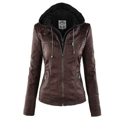 Eileen | Women's Hooded Slim Fit Biker Jacket