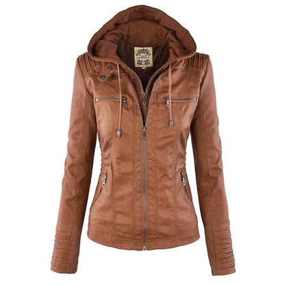 Eileen | Women's Hooded Slim Fit Biker Jacket