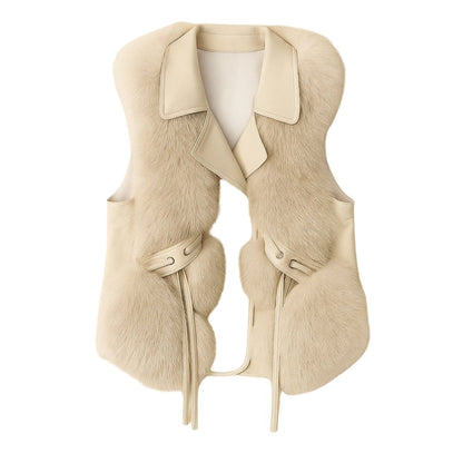 Wren | Fox Fur & Nappa Leather Tie-Waist Vest