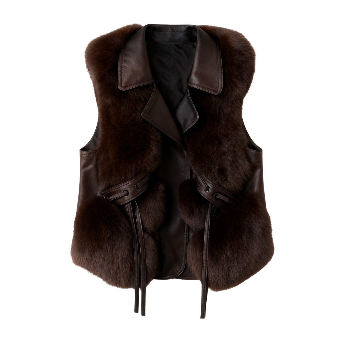 Wren | Fox Fur & Nappa Leather Tie-Waist Vest