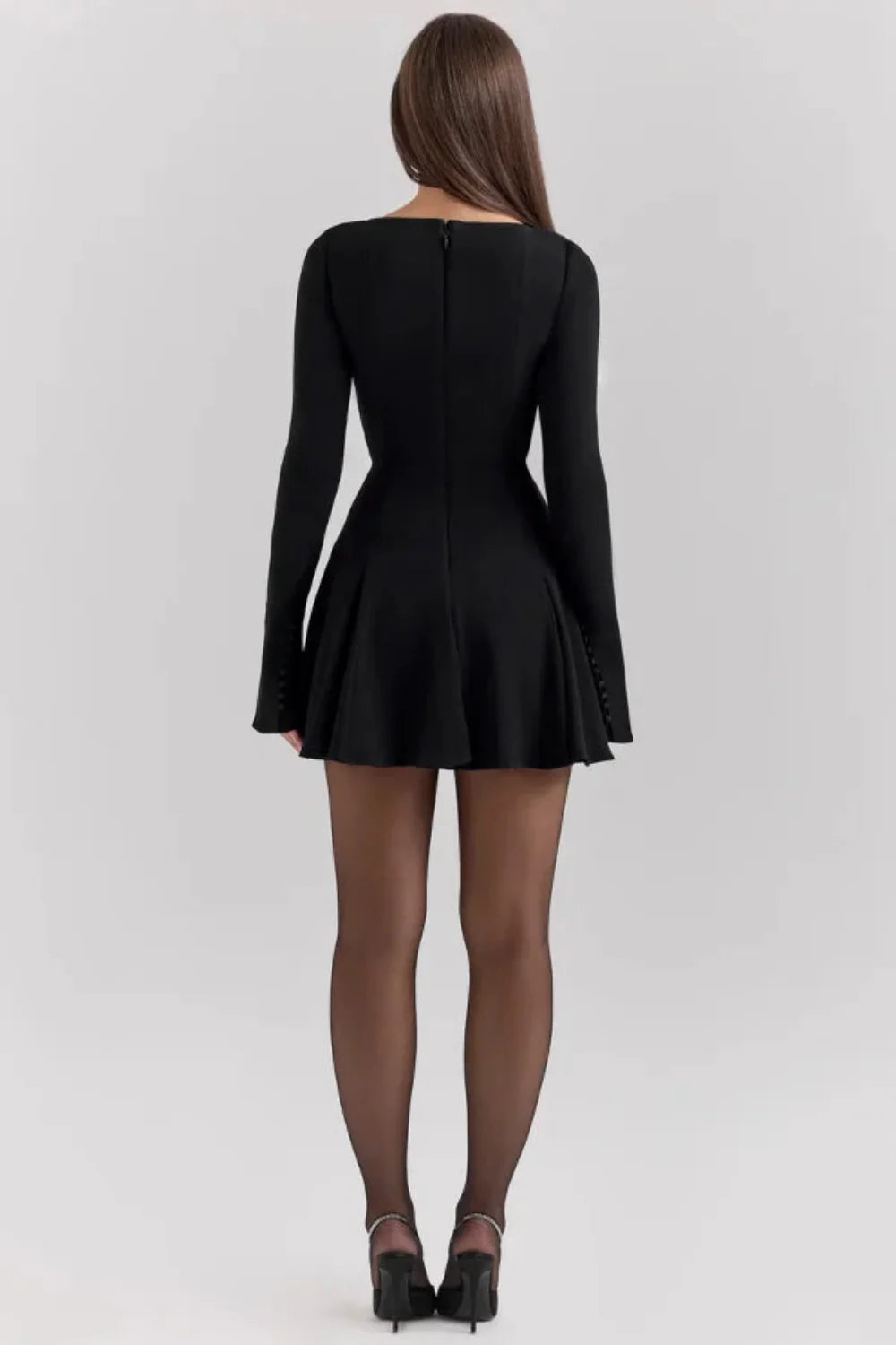 Zara | Structured Hourglass Mini Dress – Black