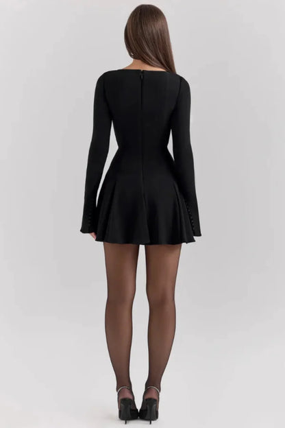 Zara | Structured Hourglass Mini Dress – Black
