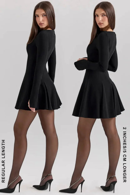 Zara | Structured Hourglass Mini Dress – Black