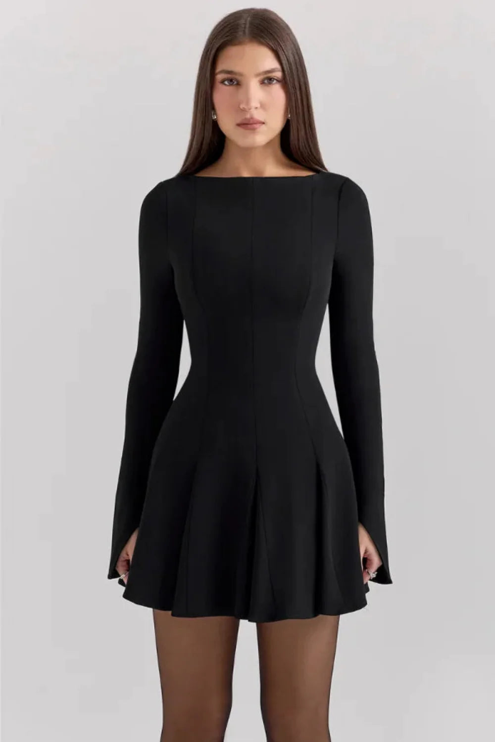 Zara | Structured Hourglass Mini Dress – Black
