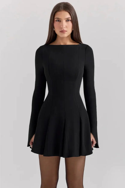 Zara | Structured Hourglass Mini Dress – Black
