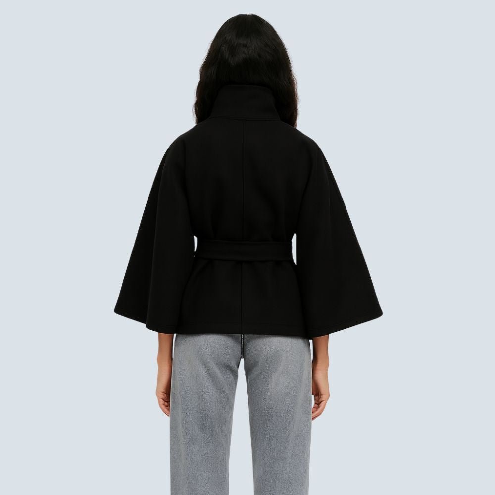 Matilda | Belted Cape Wool Blend Coat – Black