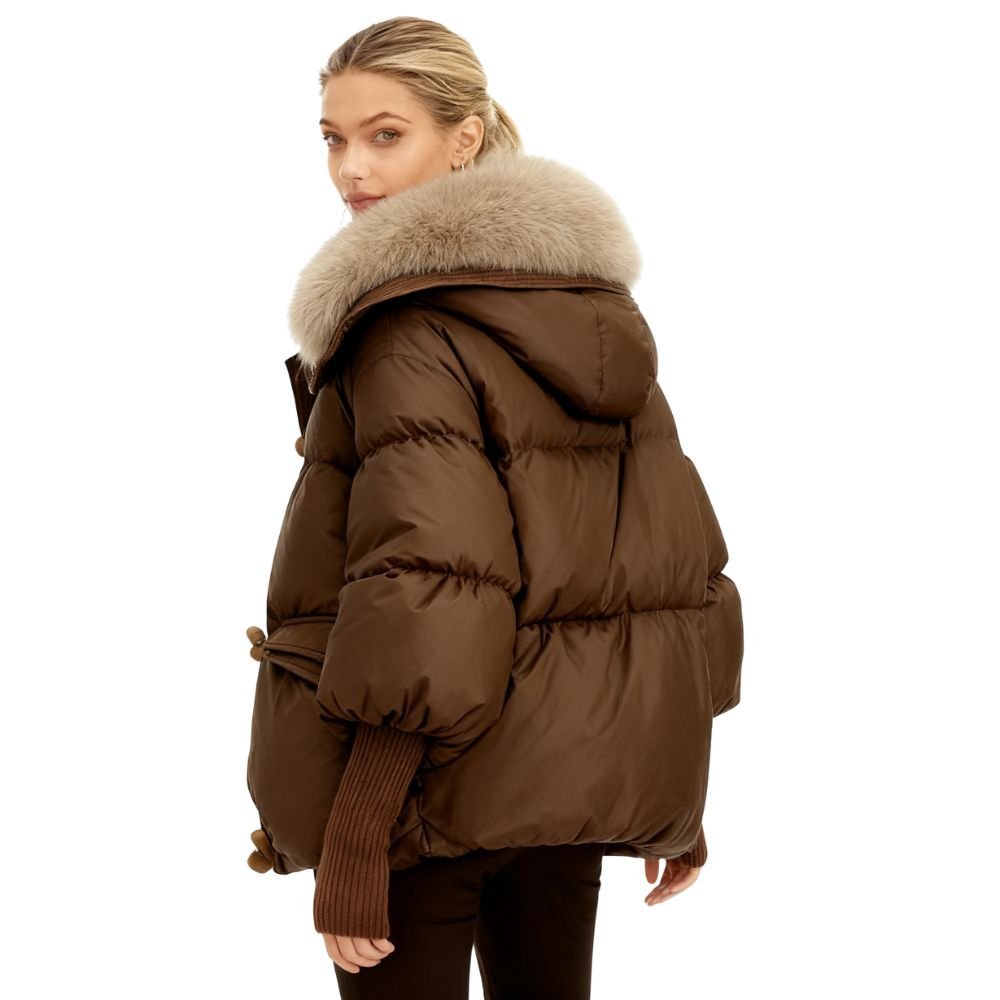 Banksia | Oversized Fox Fur Collar Down Puffer Coat