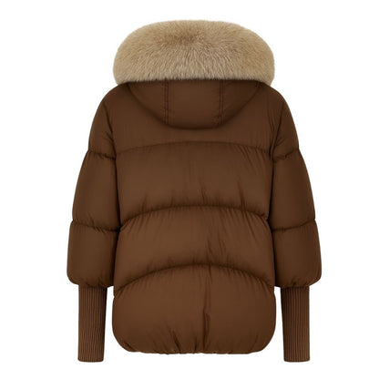 Banksia | Oversized Fox Fur Collar Down Puffer Coat