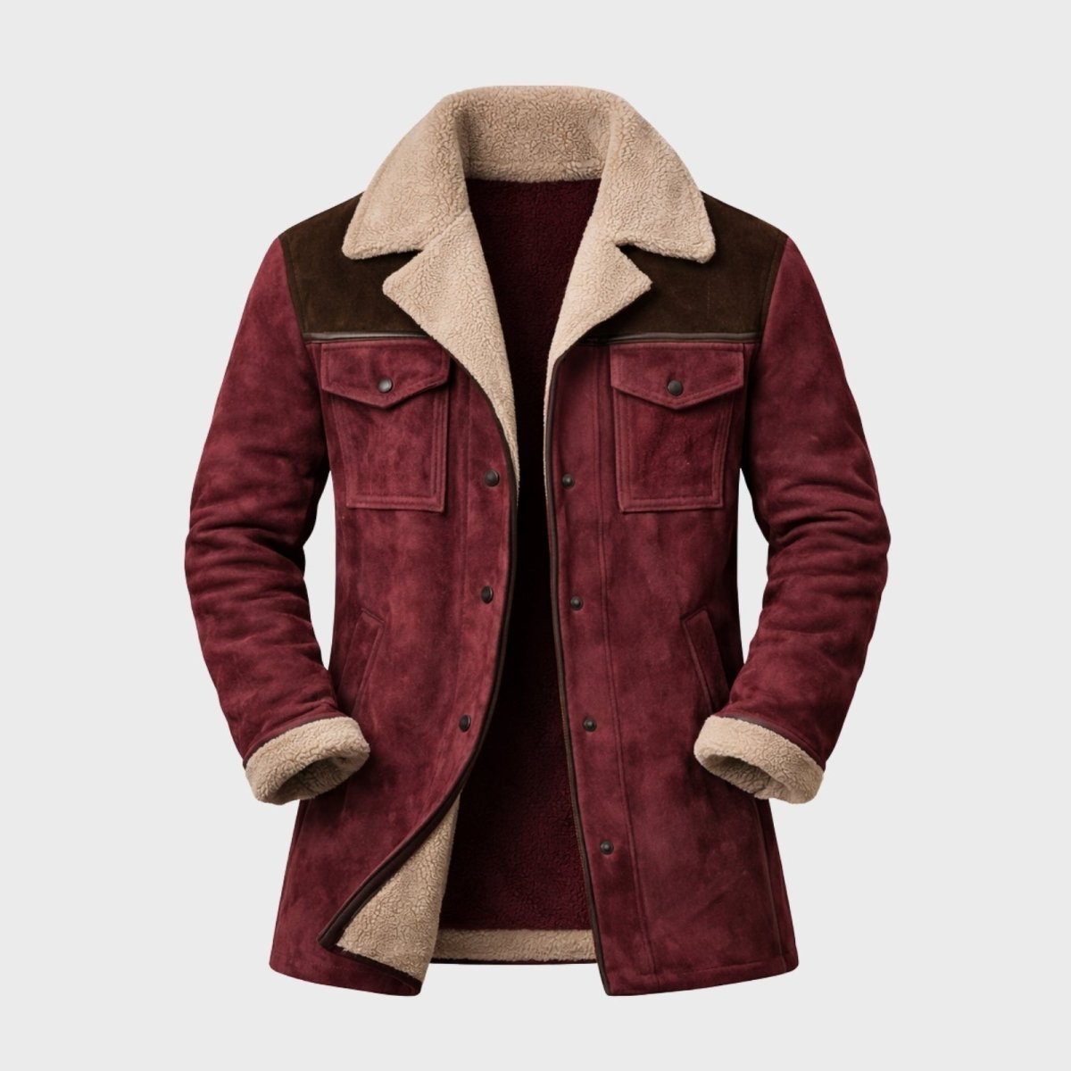 Griffin | Suede Look Shearling Lined Coat Structured Fit