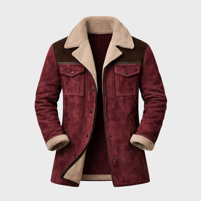 Griffin | Suede Look Shearling Lined Coat Structured Fit