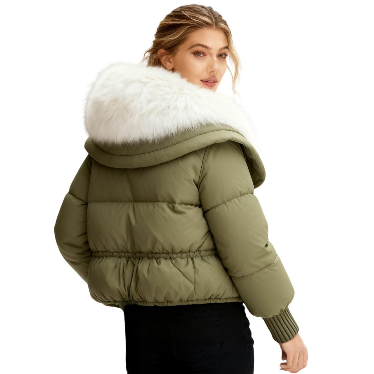 Noosa | Oversized Duck Down Puffer Coat with Fur Collar