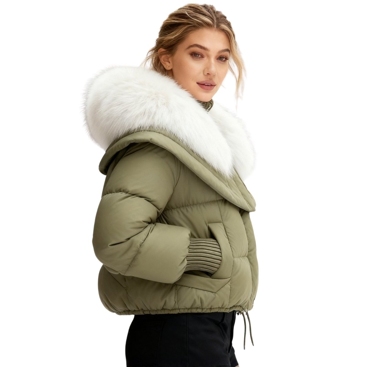 Noosa | Oversized Duck Down Puffer Coat with Fur Collar