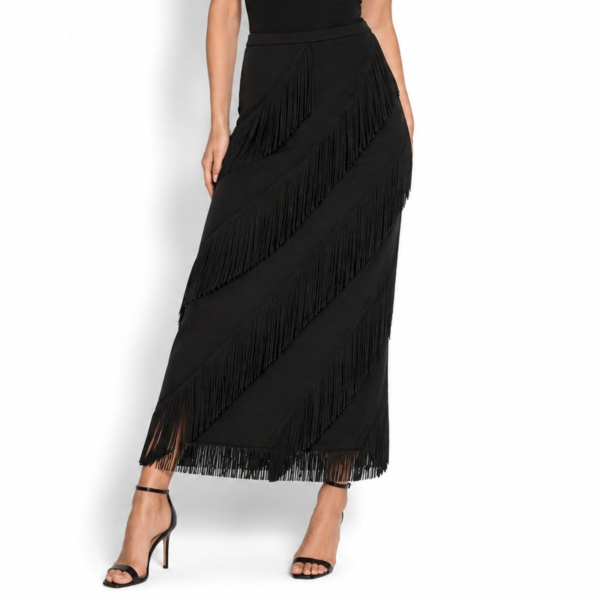 Cintia | Women's Tiered Fringe Maxi Skirt