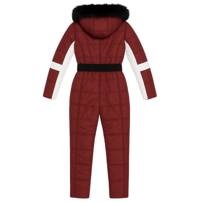 Darcy | Belted Faux Fur Hood Ski Suit – Red