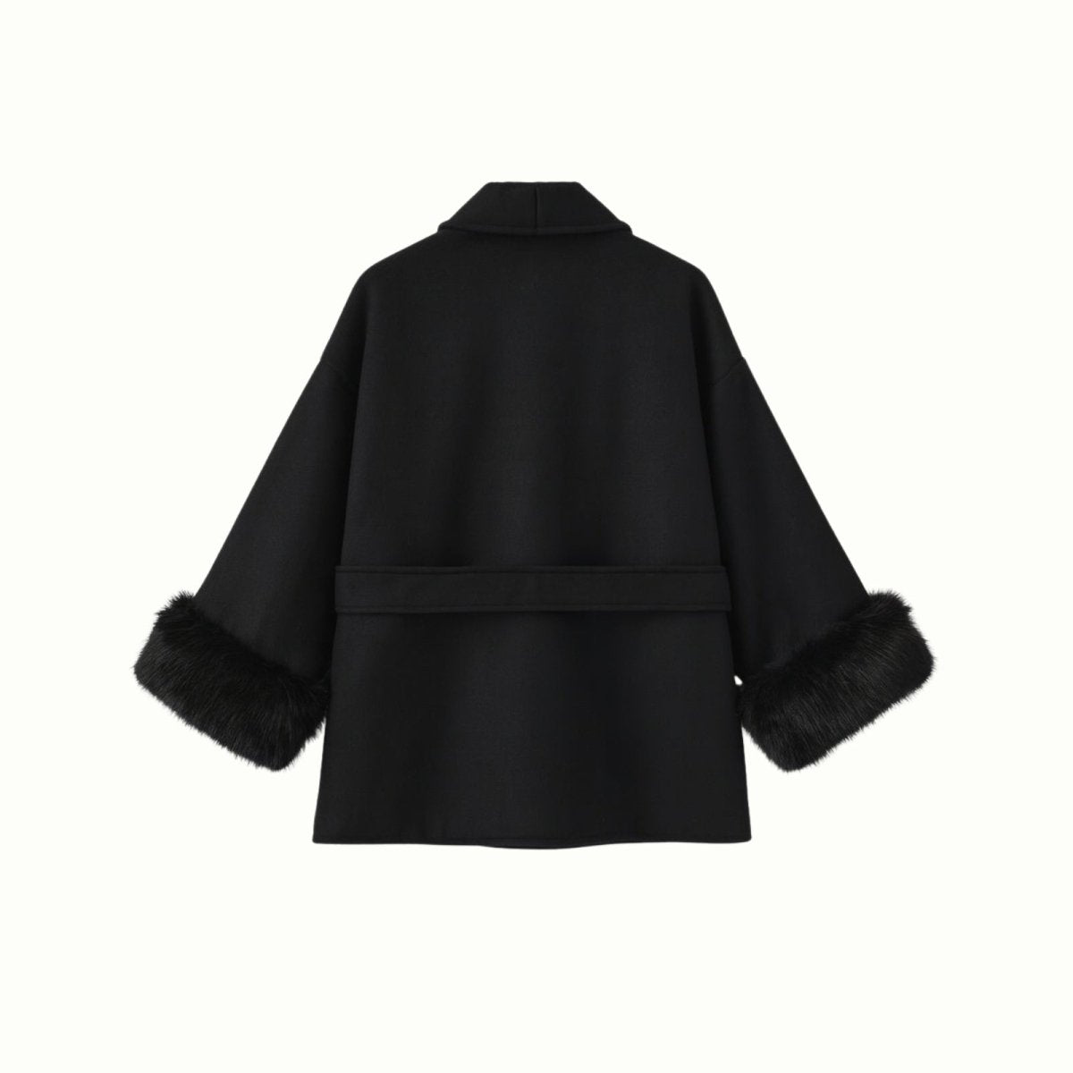 Lara | Belted Wool-Cashmere Coat with Fur Cuffs