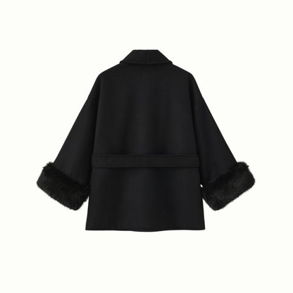 Lara | Belted Wool-Cashmere Coat with Fur Cuffs