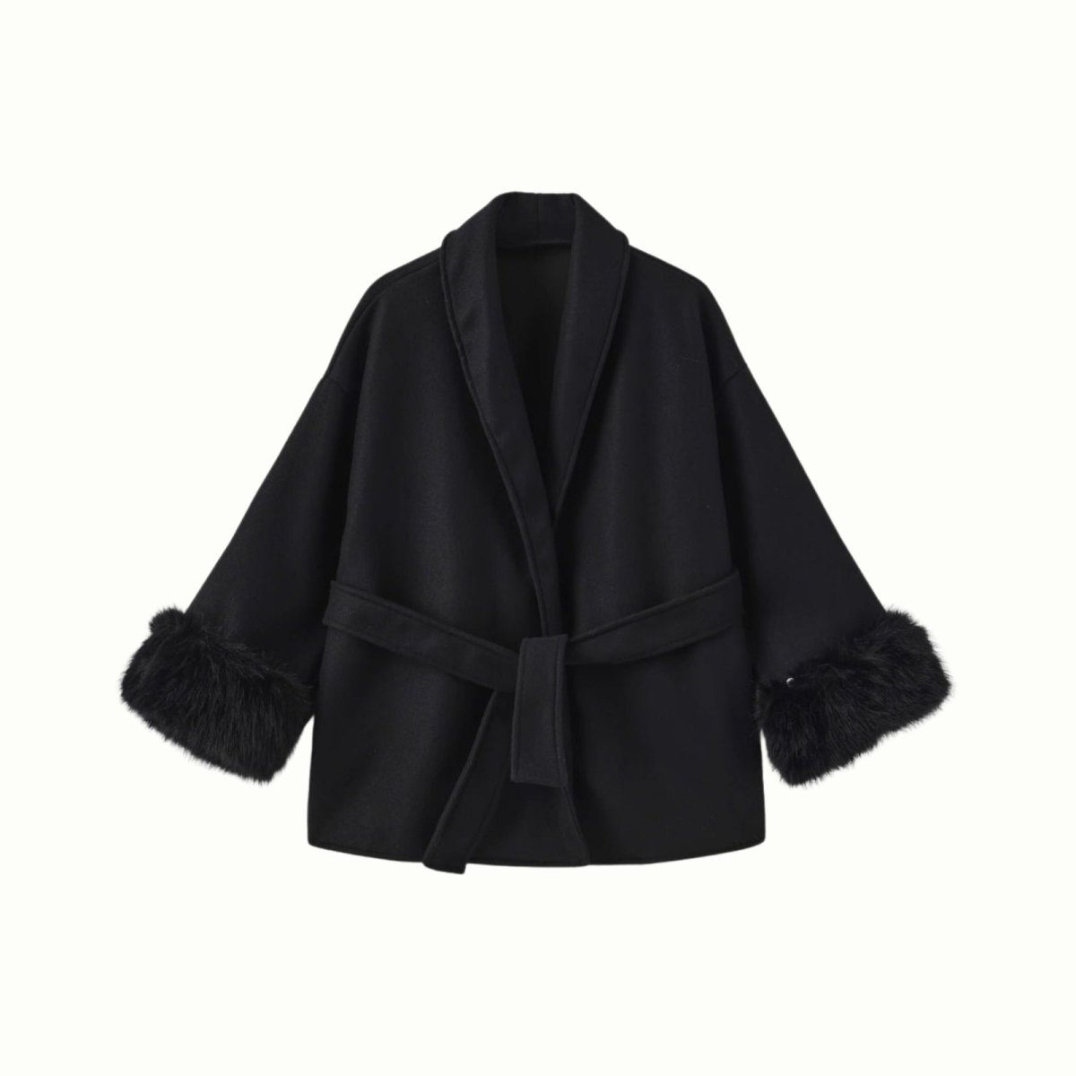Lara | Belted Wool-Cashmere Coat with Fur Cuffs