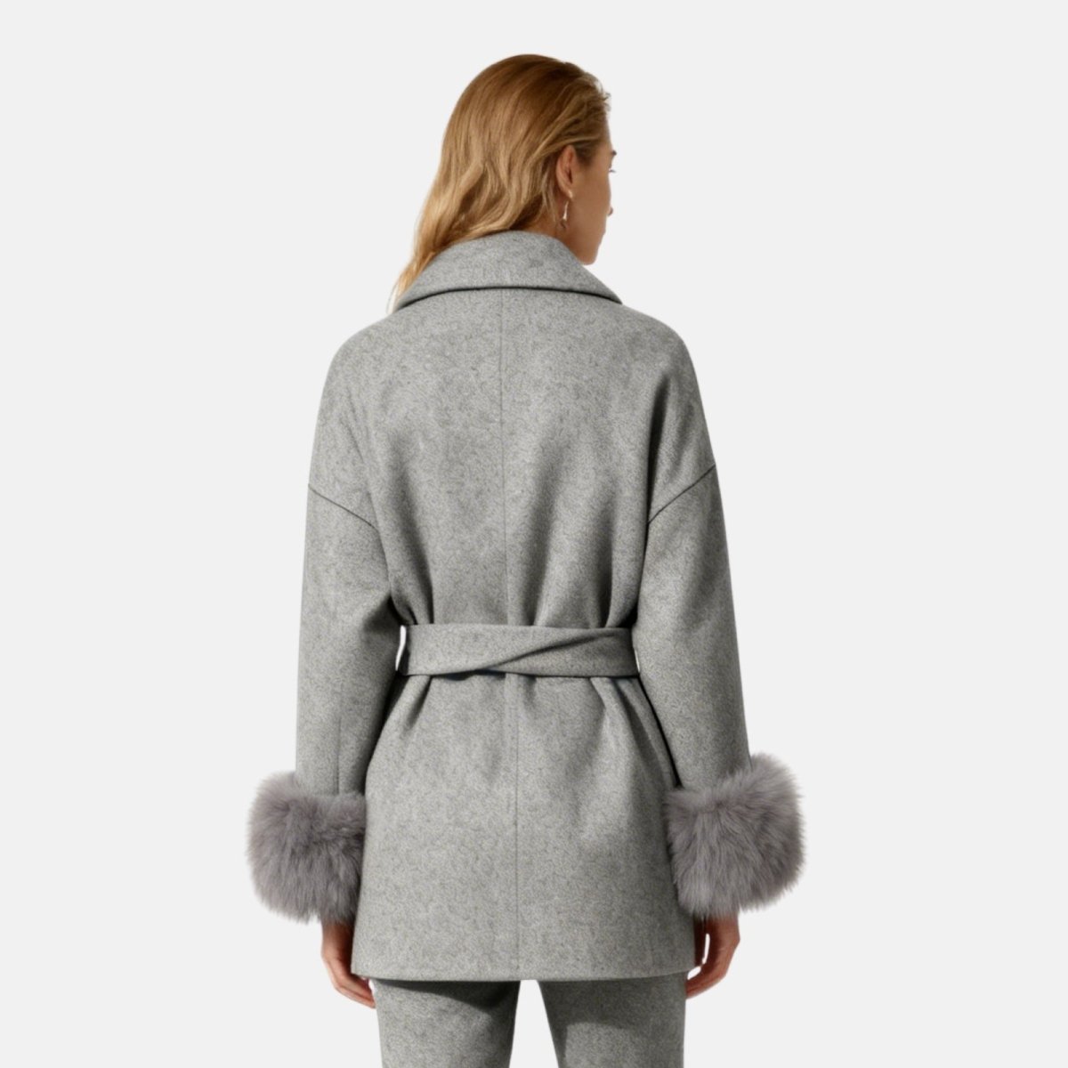 Lara | Belted Wool-Cashmere Coat with Fur Cuffs