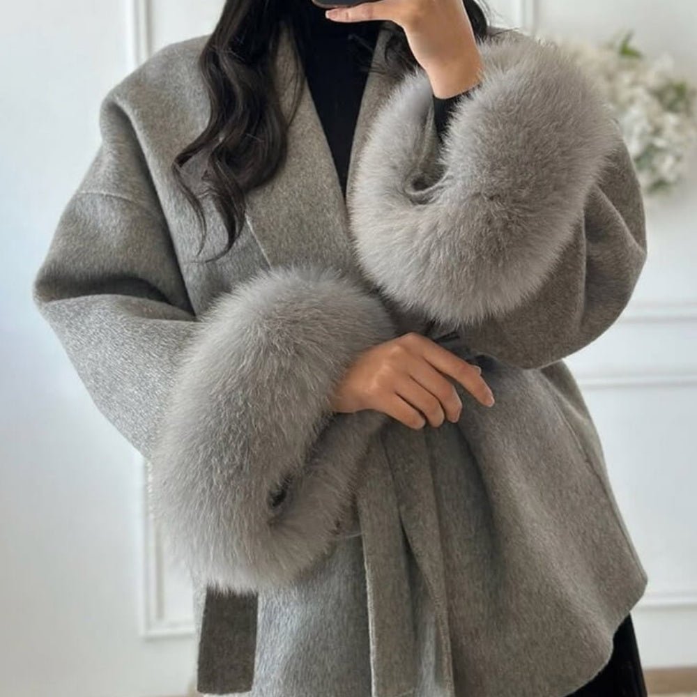 Lara | Belted Wool-Cashmere Coat with Fur Cuffs