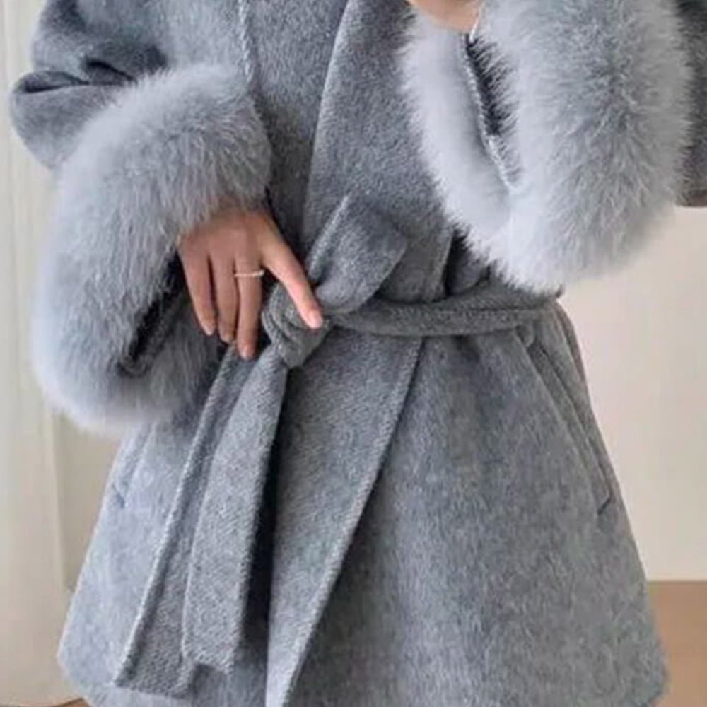 Lara | Belted Wool-Cashmere Coat with Fur Cuffs