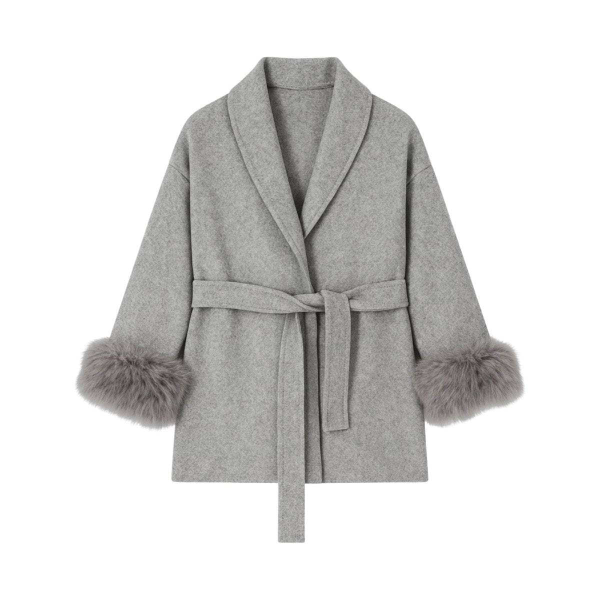 Lara | Belted Wool-Cashmere Coat with Fur Cuffs