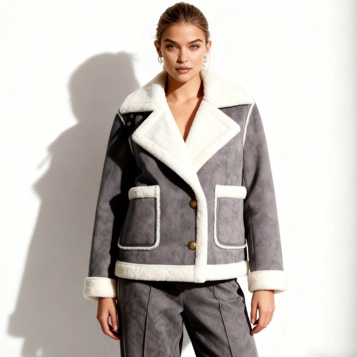 Esmeralda | Women's Shearling Style Aviator Jacket