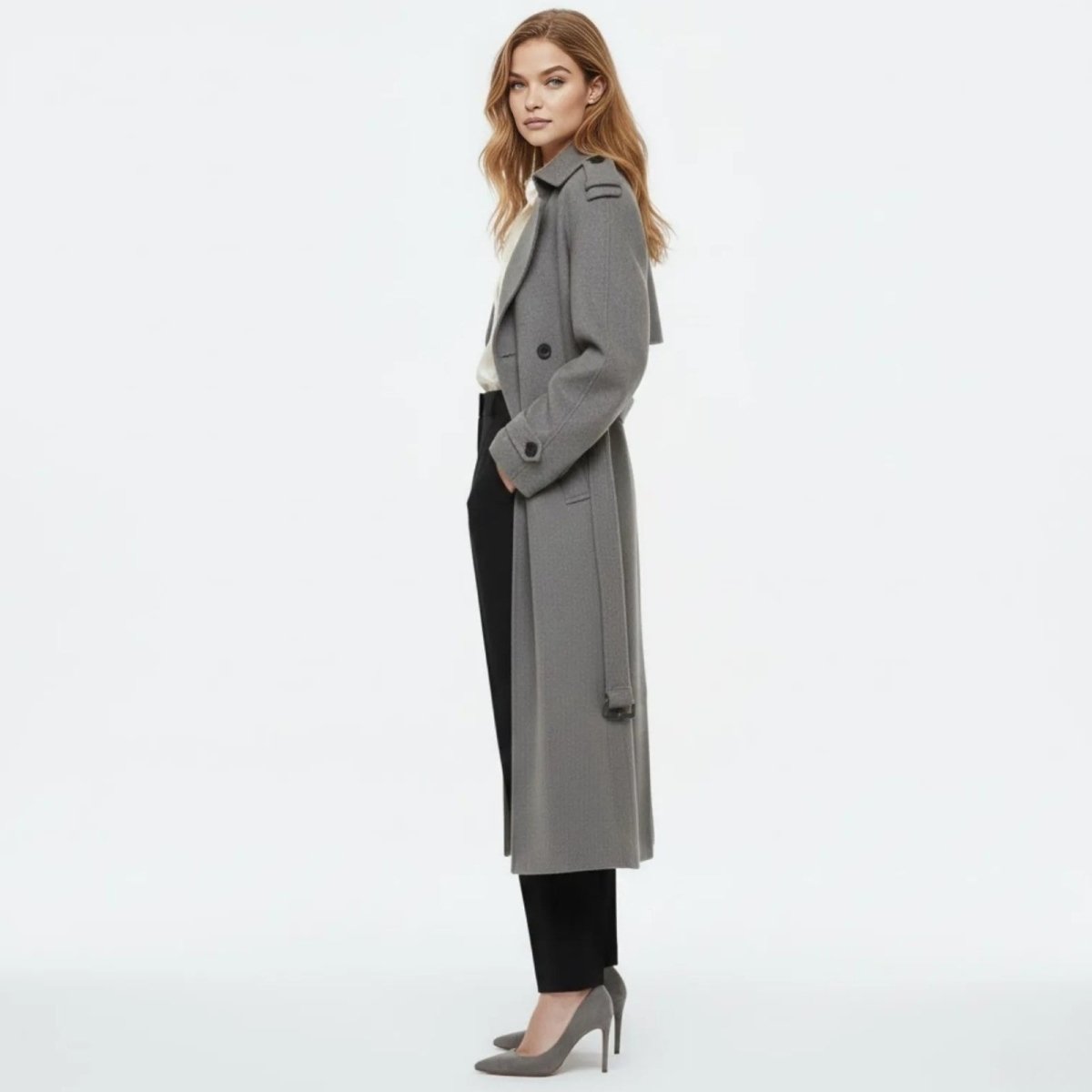 Andie | Structured Italian Suede Trench Coat