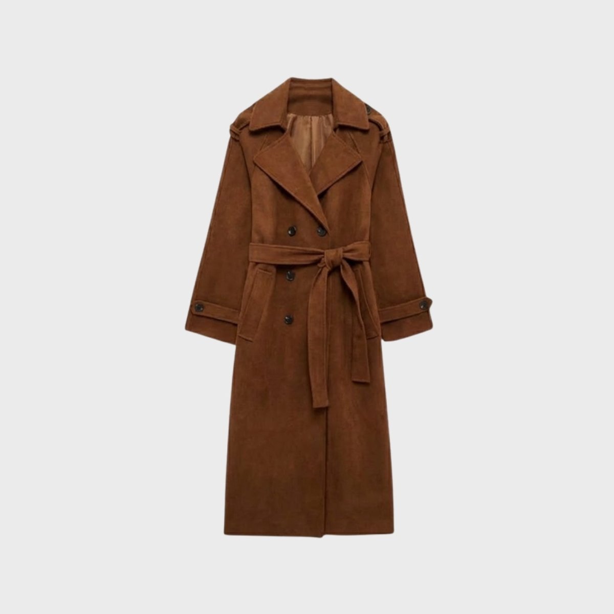 Andie | Structured Italian Suede Trench Coat – Brown