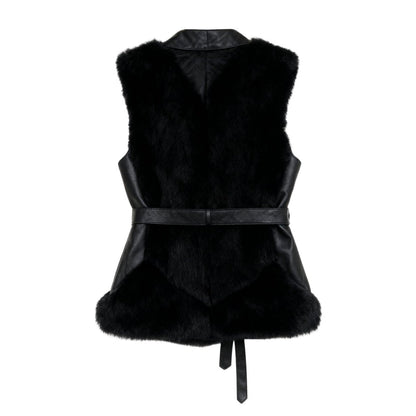 Wren | Fox Fur & Nappa Leather Tie-Waist Vest
