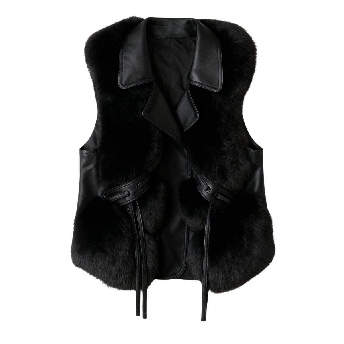 Wren | Fox Fur & Nappa Leather Tie-Waist Vest