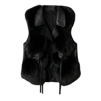 Wren | Fox Fur & Nappa Leather Tie-Waist Vest
