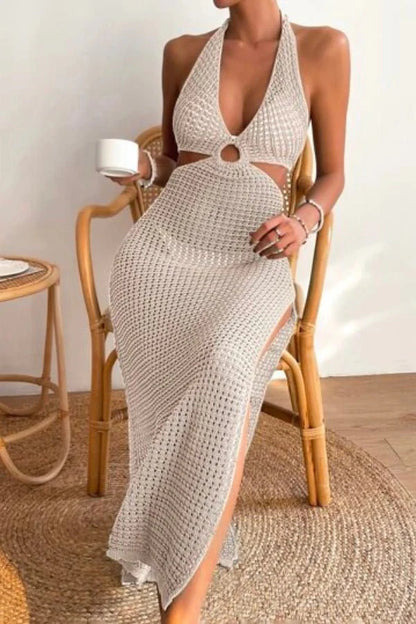 Charme | Women's Crochet Halter Maxi Dress