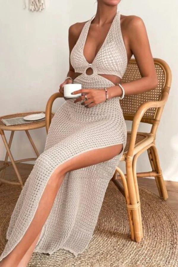Charme | Women's Crochet Halter Maxi Dress