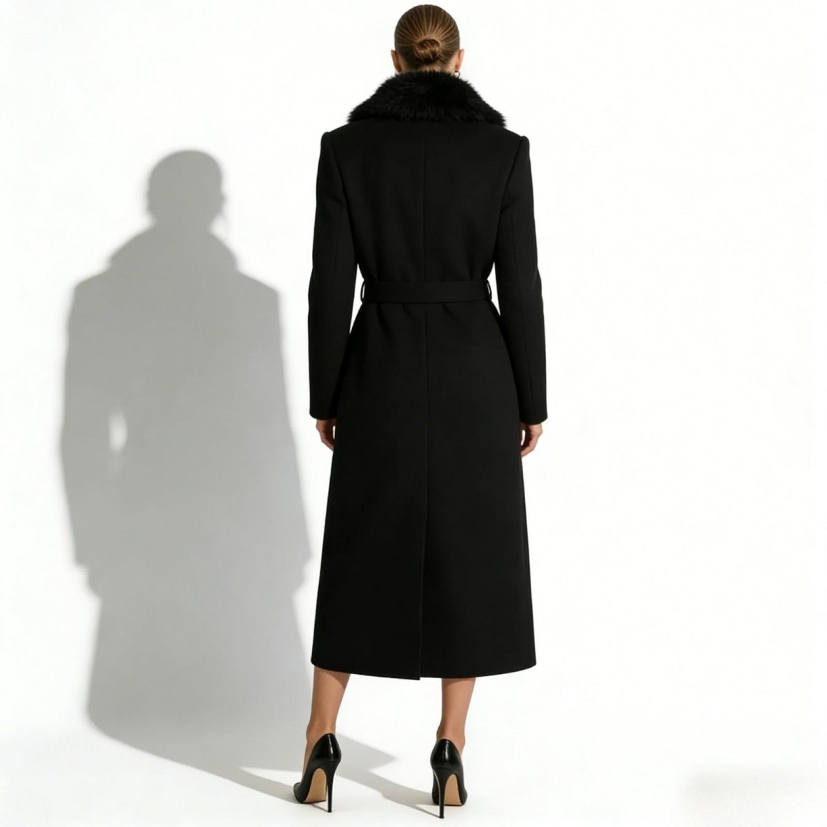 Bindi | Virgin Wool Coat with Oversized Fur Collar