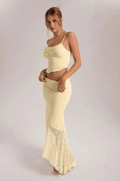 Bettylia | Women's Lace Two Piece Skirt Set