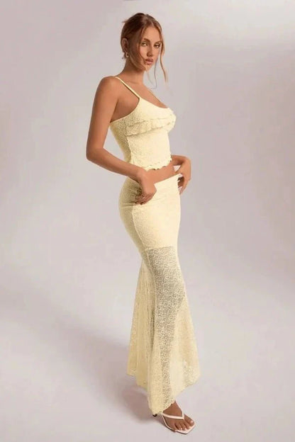 Bettylia | Women's Lace Two Piece Skirt Set
