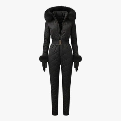 Remy | Quilted Faux Fur Trim Ski Suit