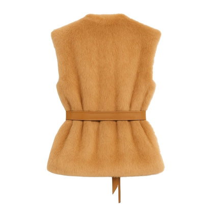 Wren | Fox Fur & Nappa Leather Tie-Waist Vest