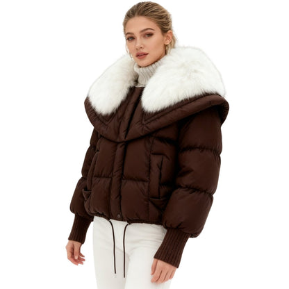 Noosa | Oversized Duck Down Puffer Coat with Fur Collar