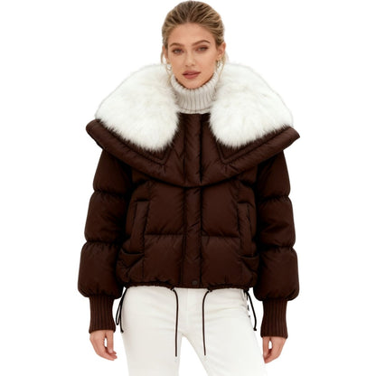 Noosa | Oversized Duck Down Puffer Coat with Fur Collar